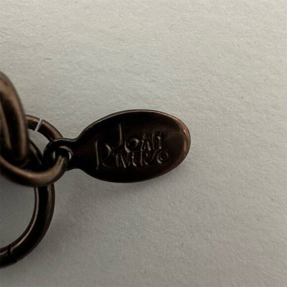 Joan Rivers Long Necklace Brown Hoops & Beads Adjustable Chain 40in VTG - Picture 3 of 3